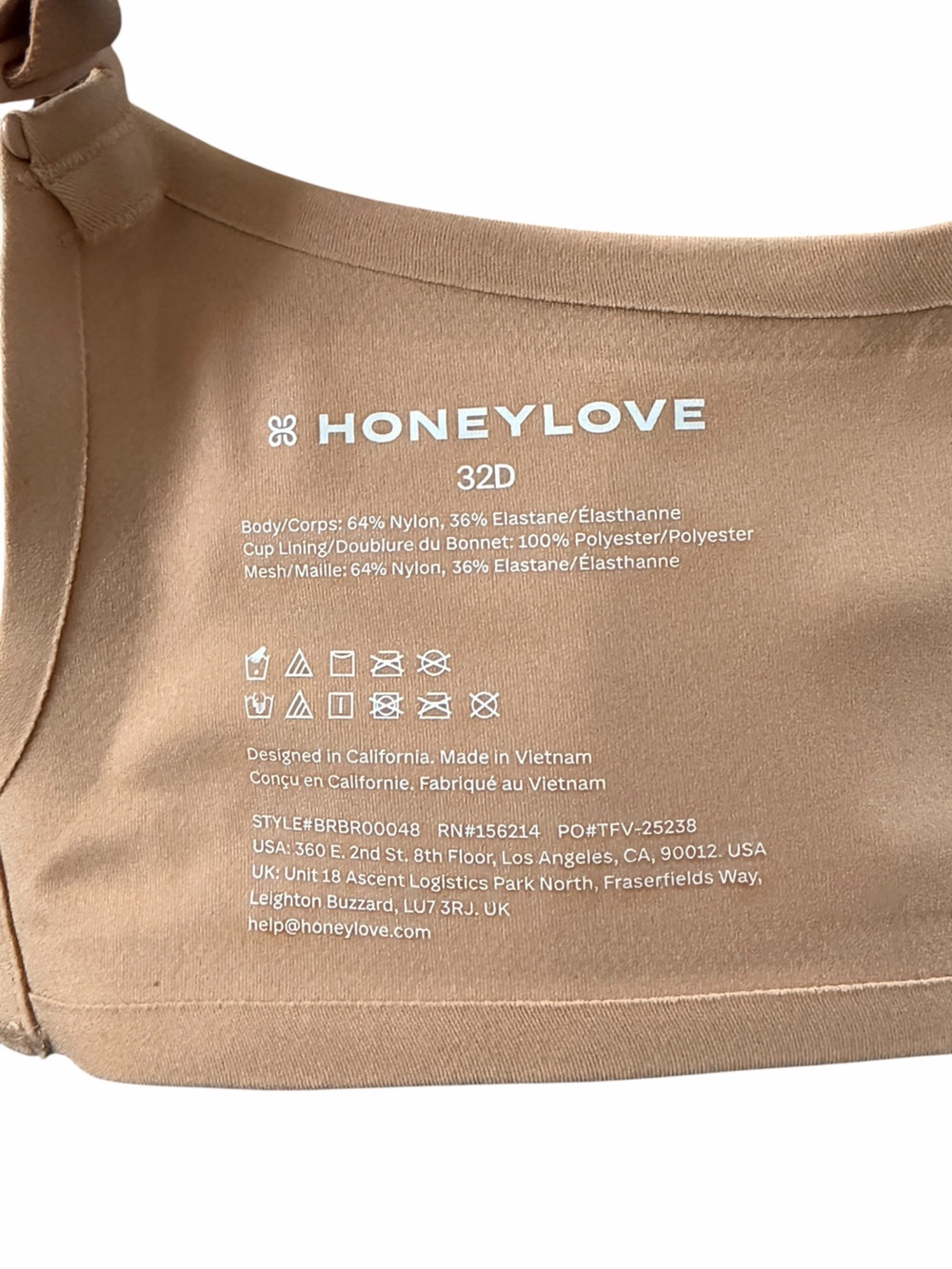 Honeylove Wire Free Cross Over Bra Sand Size 32D - Picture 5 of 6